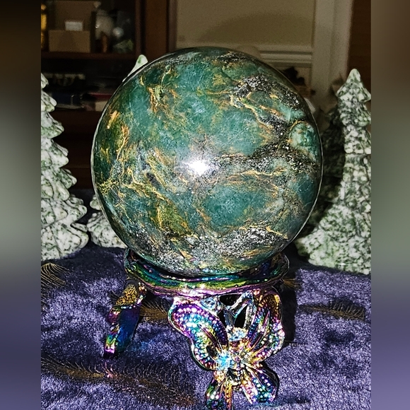 3.5 cm diameter, 50g metal rainbow aura Butterfly holder, holds large spheres - Picture 13 of 13